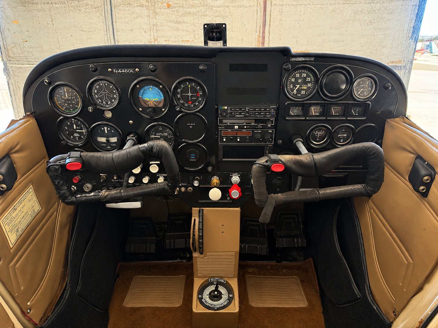 The Cessna 172 cockpit with dual controls, ready for a lesson