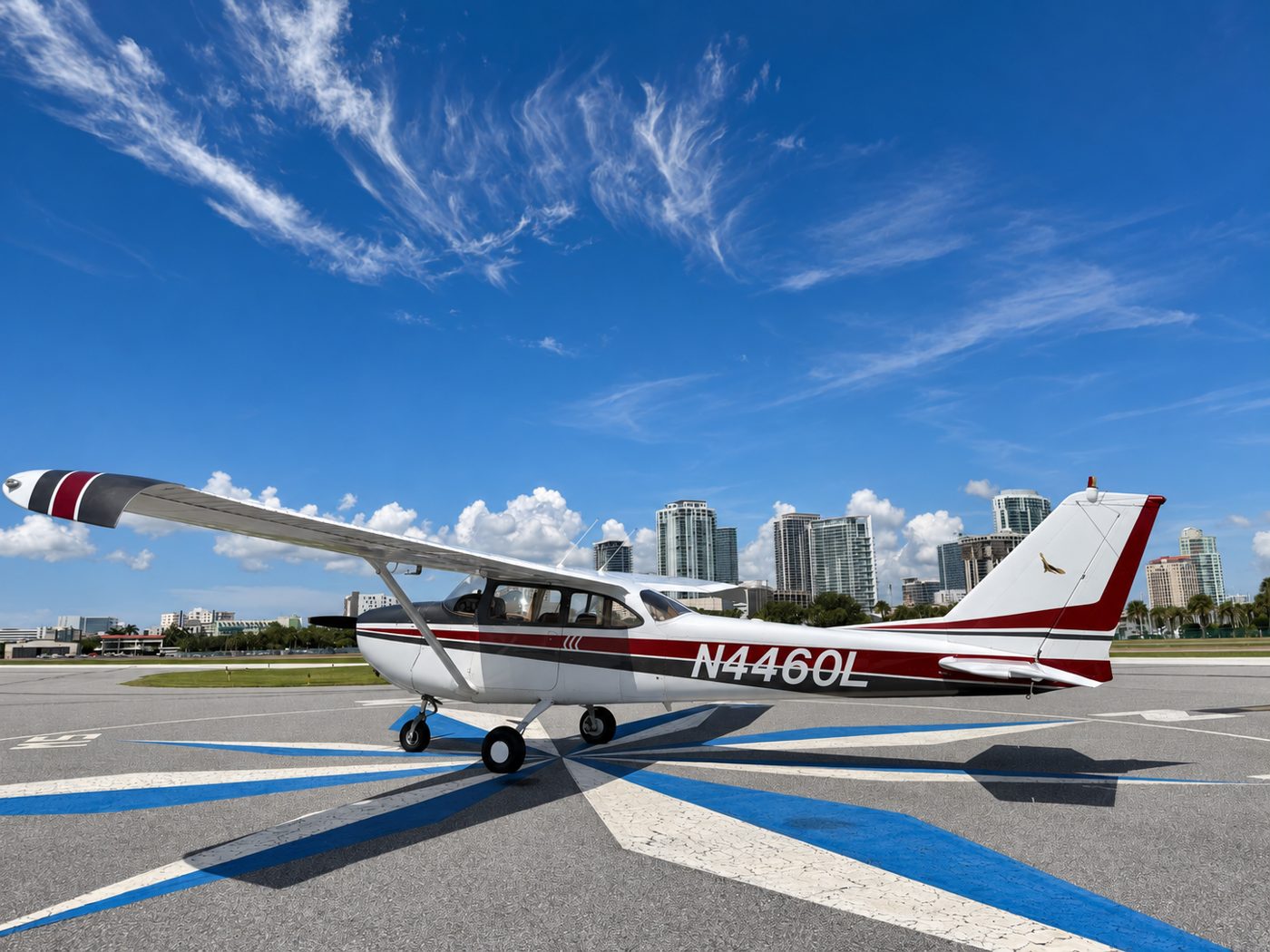 The Cessna 172 training airplane in St. Petersburg